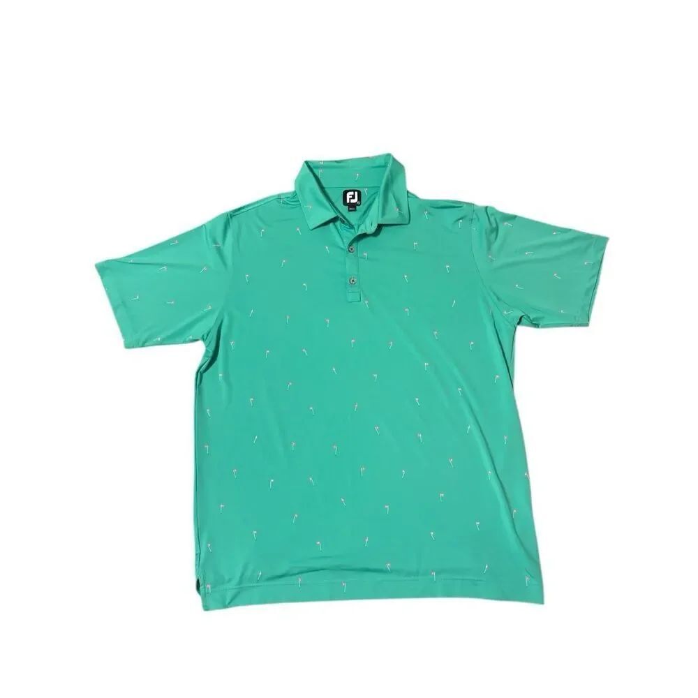 Footjoy FJ green XL18 holes lisle golf polo shirt